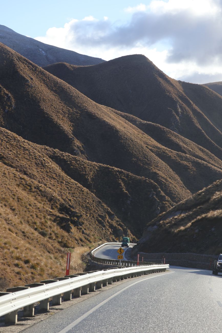 Scenic road through Southern Alps New Zealand